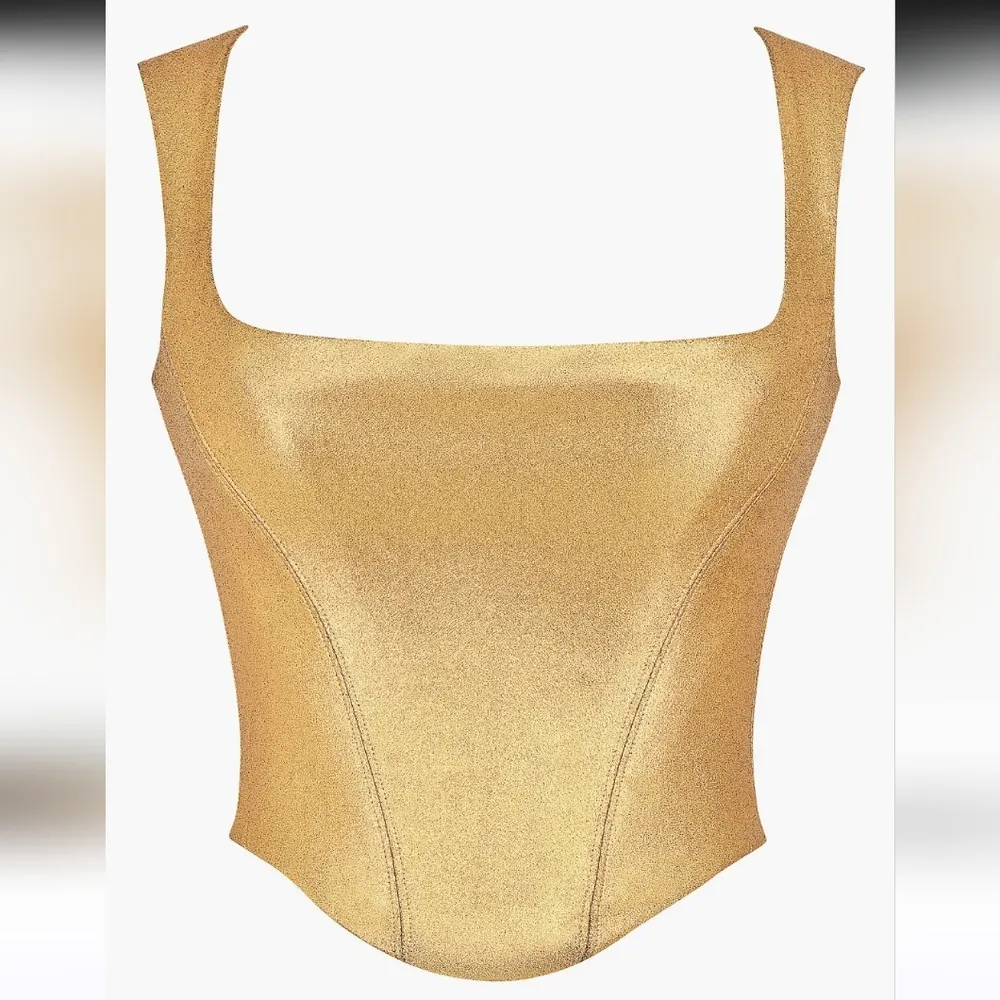 NWT House od CB Karia Foil Corset Top in Gold Size M - Image 7