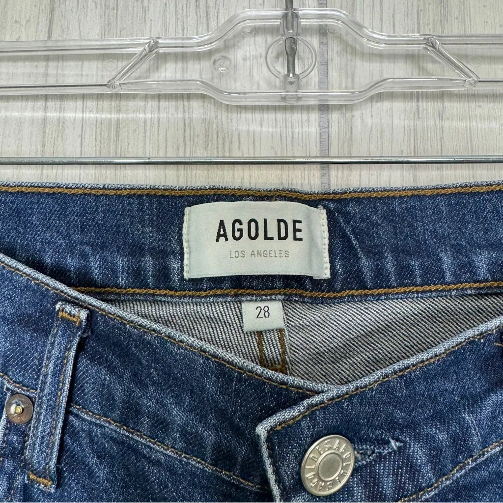 AGOLDE Nico High Rise Dark Wash Slim Leg Jeans Fixation Button Fly size 28 - Image 11