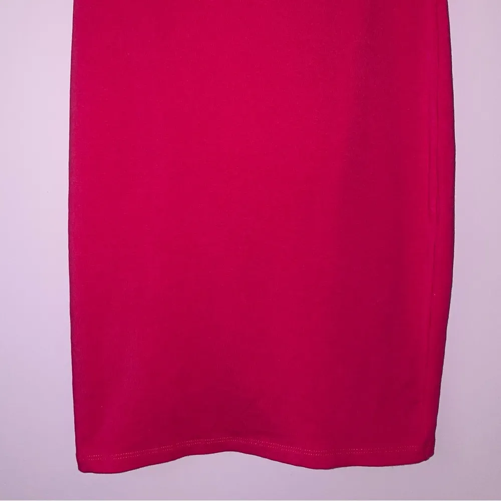 Zara Mini Dress M Bodycon Hot Pink High Neck Sleeveless Soft Stretch - Image 5