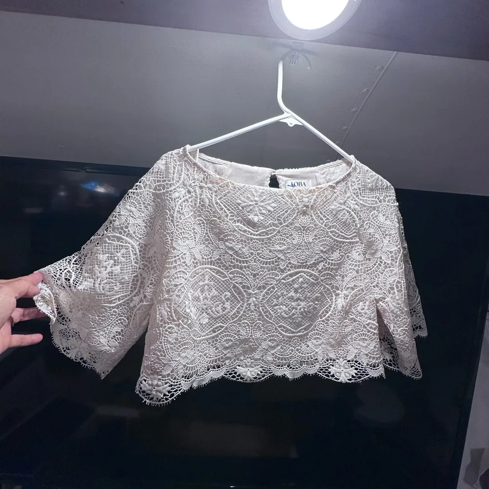 REVOLVE LOBA WOMENS SMALL LACE CREAM TOP - Image 2