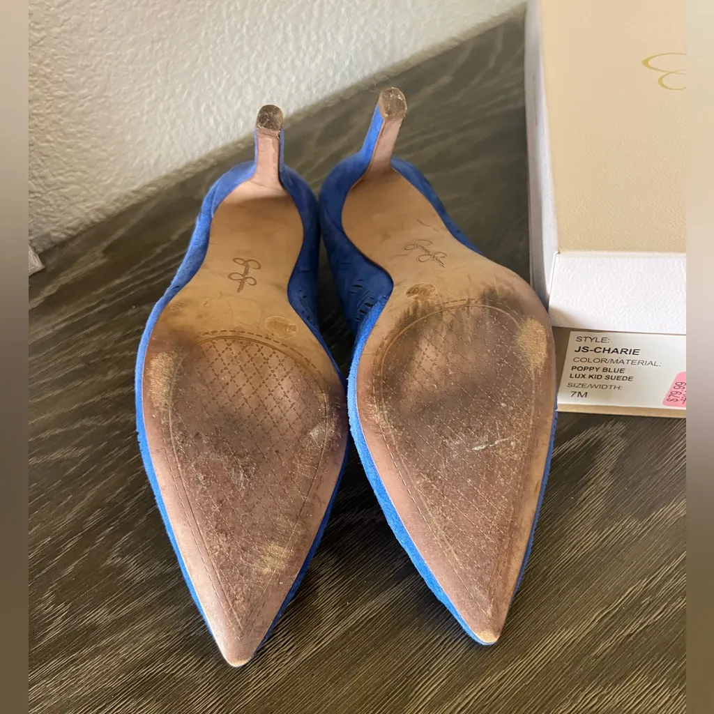 Jessica Simpson CHARIE Pointed Toe Blue Suede Stiletto Pumps Heels Size 7 Shoes - Image 13