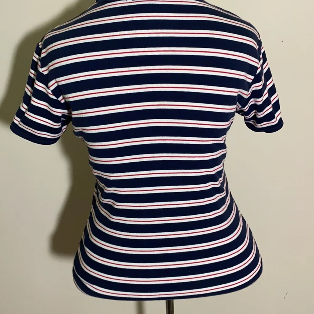 Y2K Limited America Striped shirt short sleeve top small red white blue vintage - Image 3