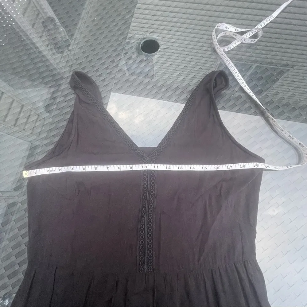 LOFT maxi tiered tank dress black crochet details Sz 12P - Image 12