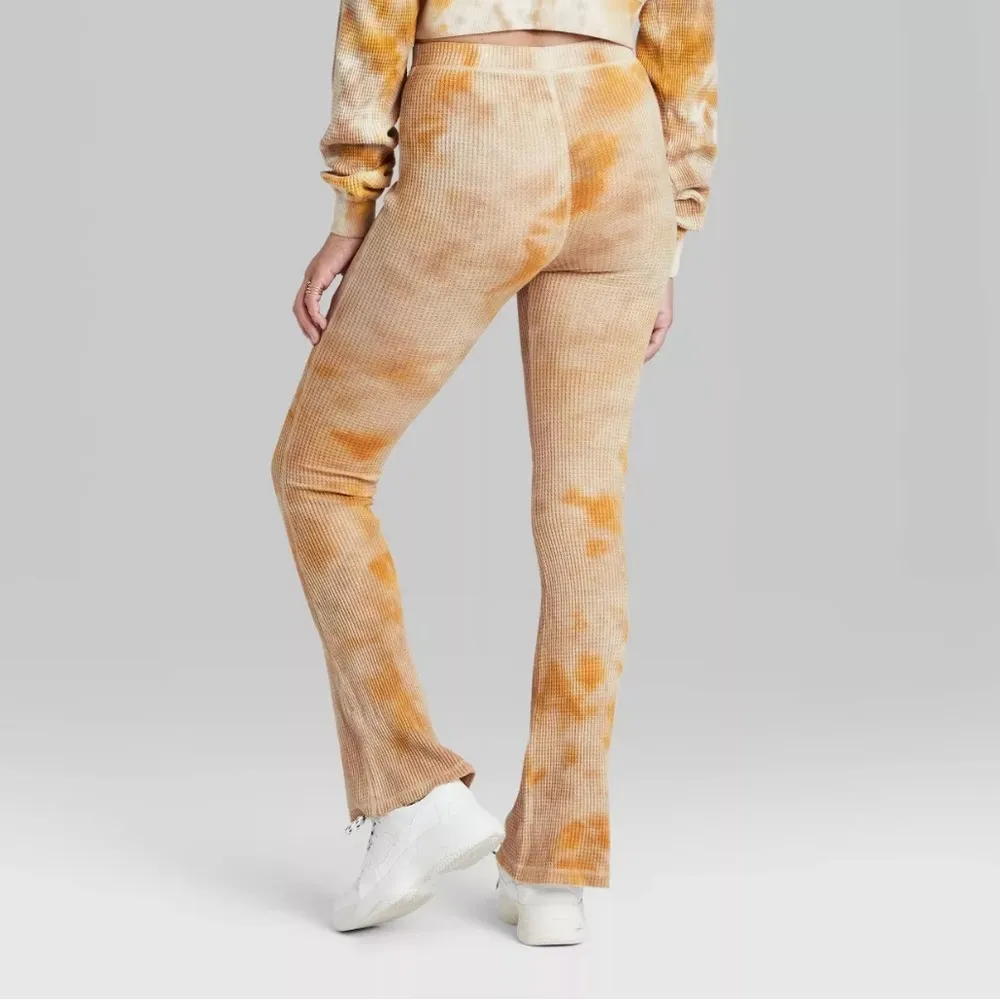 Women's High-Rise Waffle Flare Pants Wild Fable Brown Tie Dye - Image 2