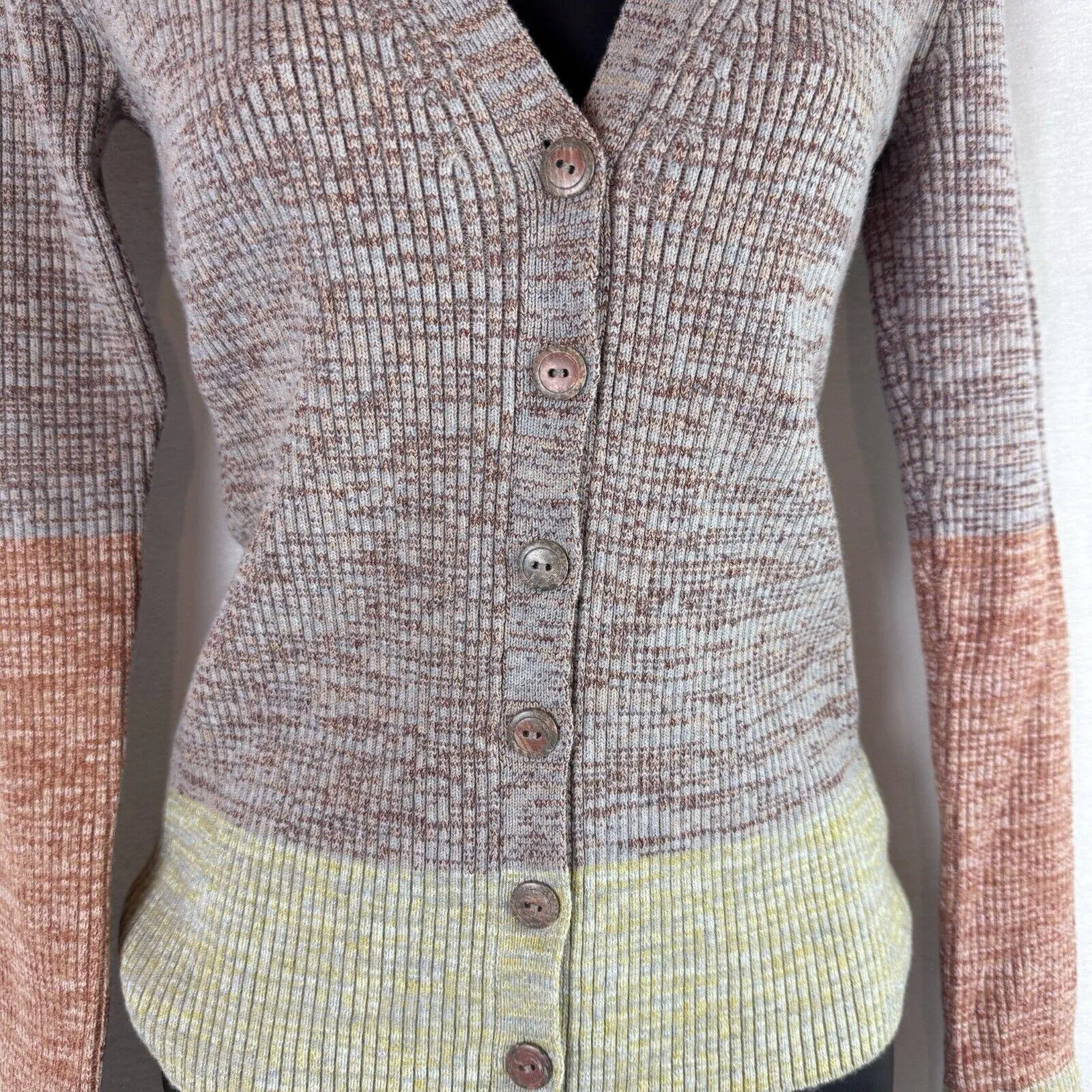 Ulla Johnson Posey Ribbed Knit Cardigan Sweater Pink Contrast Trim XS P - Image 3
