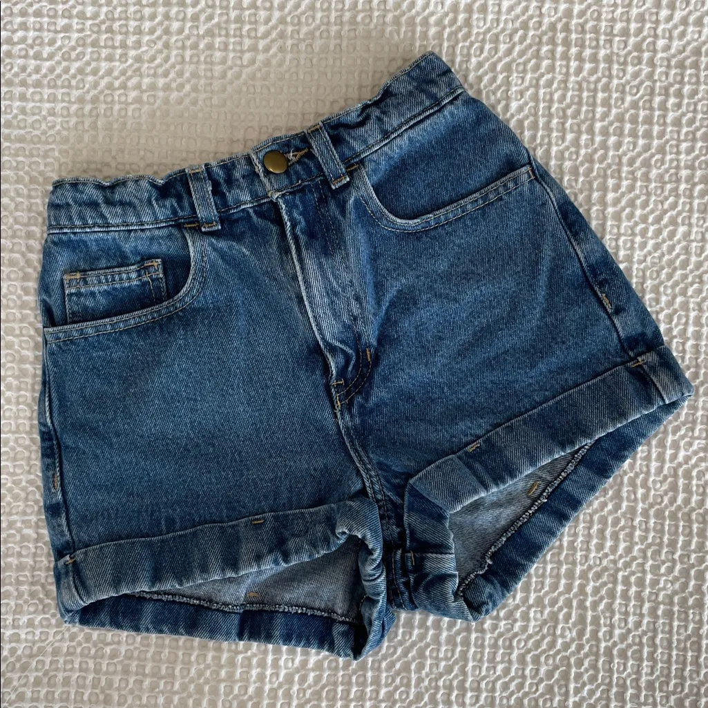 AMERICAN APPAREL Jeans Denim High Rise Cotton Shorts Cuffed Hem Size 24 *Altered - Image 11