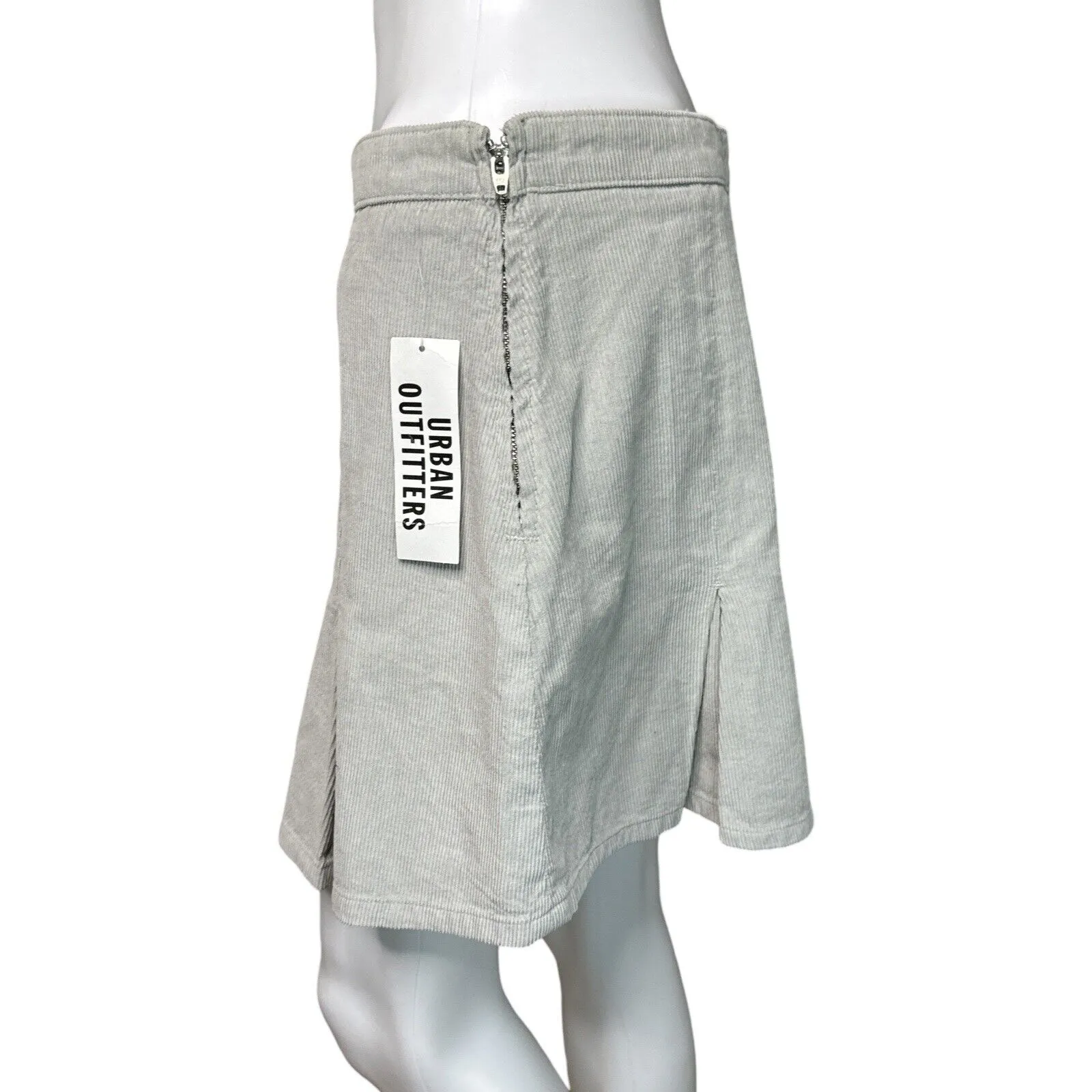 Urban Outfitters BDG Skirt Women Large Gray‎ ALine Pleated Corduroy Mini Neutral - Image 3