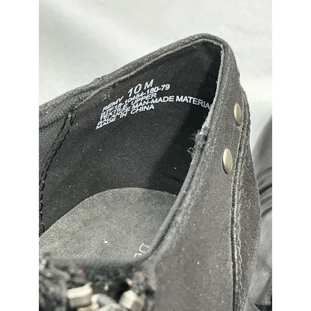 Womans Bare Traps Remy Slip On Booties 10 M Black Block Heel Scrunch Stud Accent - Image 7