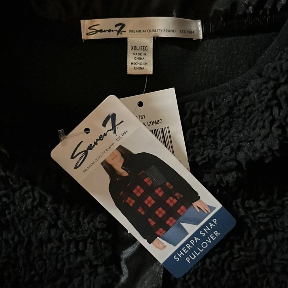 Seven7 NWT Size XXL Black - Buffalo Check Sherpa Snap Button Pullover Jacket - Image 5