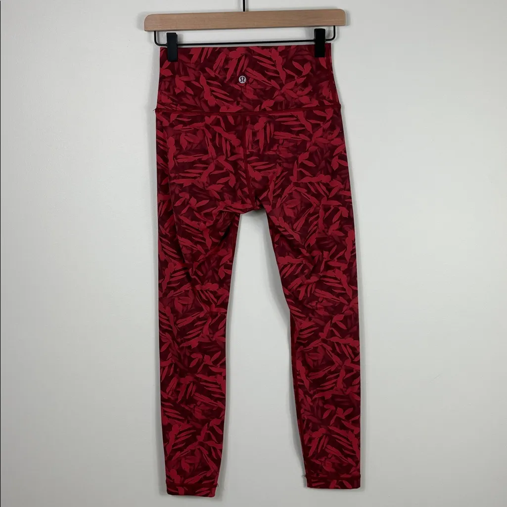 Lululemon Wunder Under High-Rise Tights Leggings 25" Spray Leaf Red Women’s 6 - Image 5