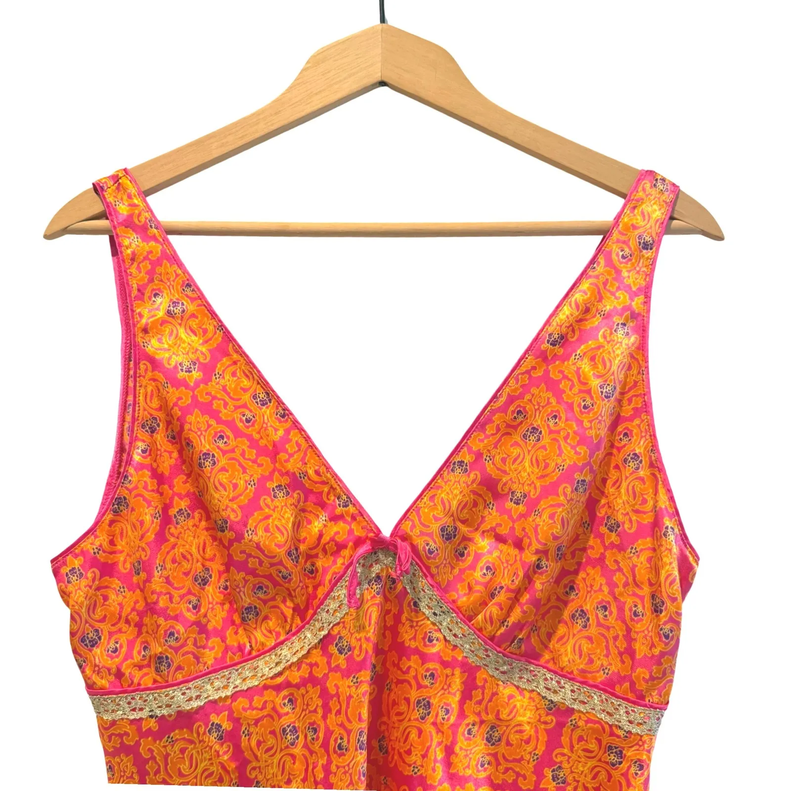 JW Sleep Orange Pink Floral Print Sleeveless Mini Slip Dress Dress Size M Size M - Image 2