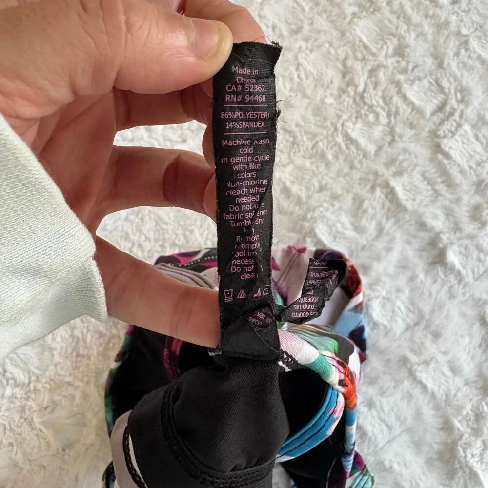 Betsey Johnson Performance High Neckline Longline Sports Bra XS Purple Hexagon - Image 4