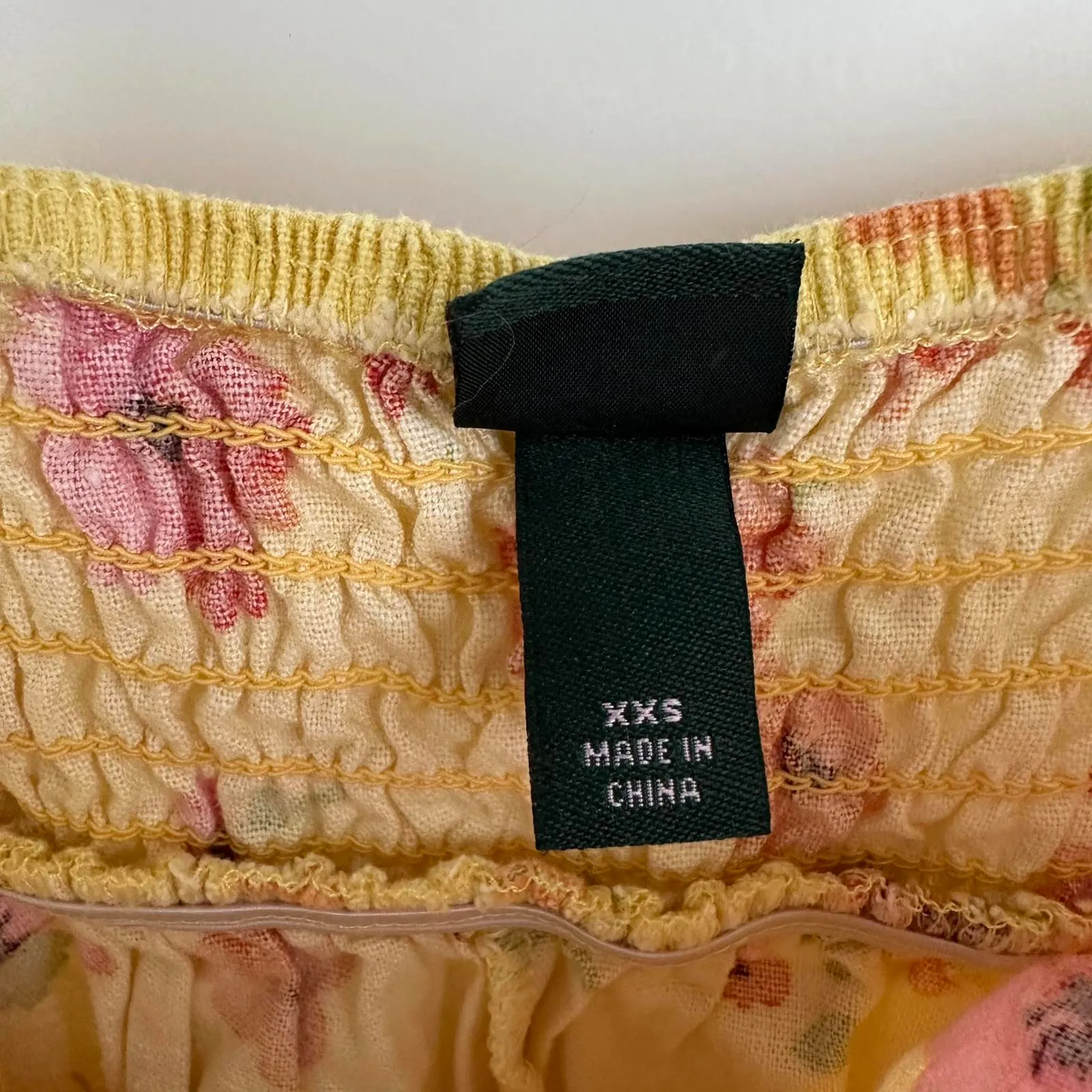 Wild Fable Linen Blend Ruched Slip Mini Dress Yellow Floral XXS Summer Vacation - Image 3