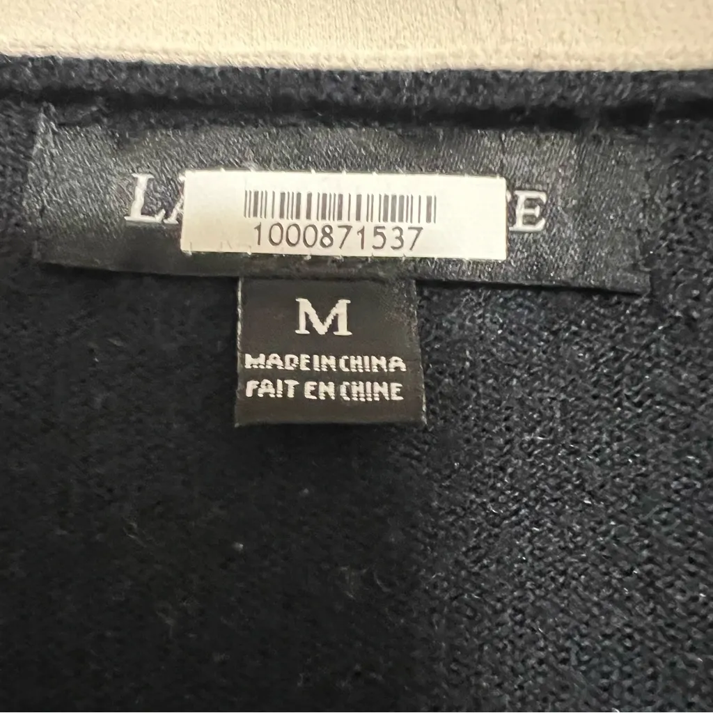 La Fee Verte Elsie Bowtie Sweater Cashmere Blend Layered Black Classic Prep Sz M Size M - Image 8