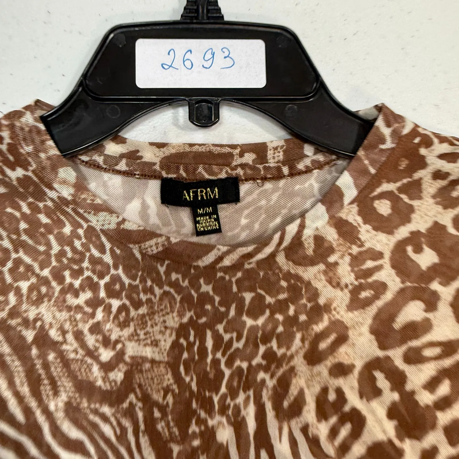 AFRM Nina Mesh animal print sleeveless Top Medium - Image 2