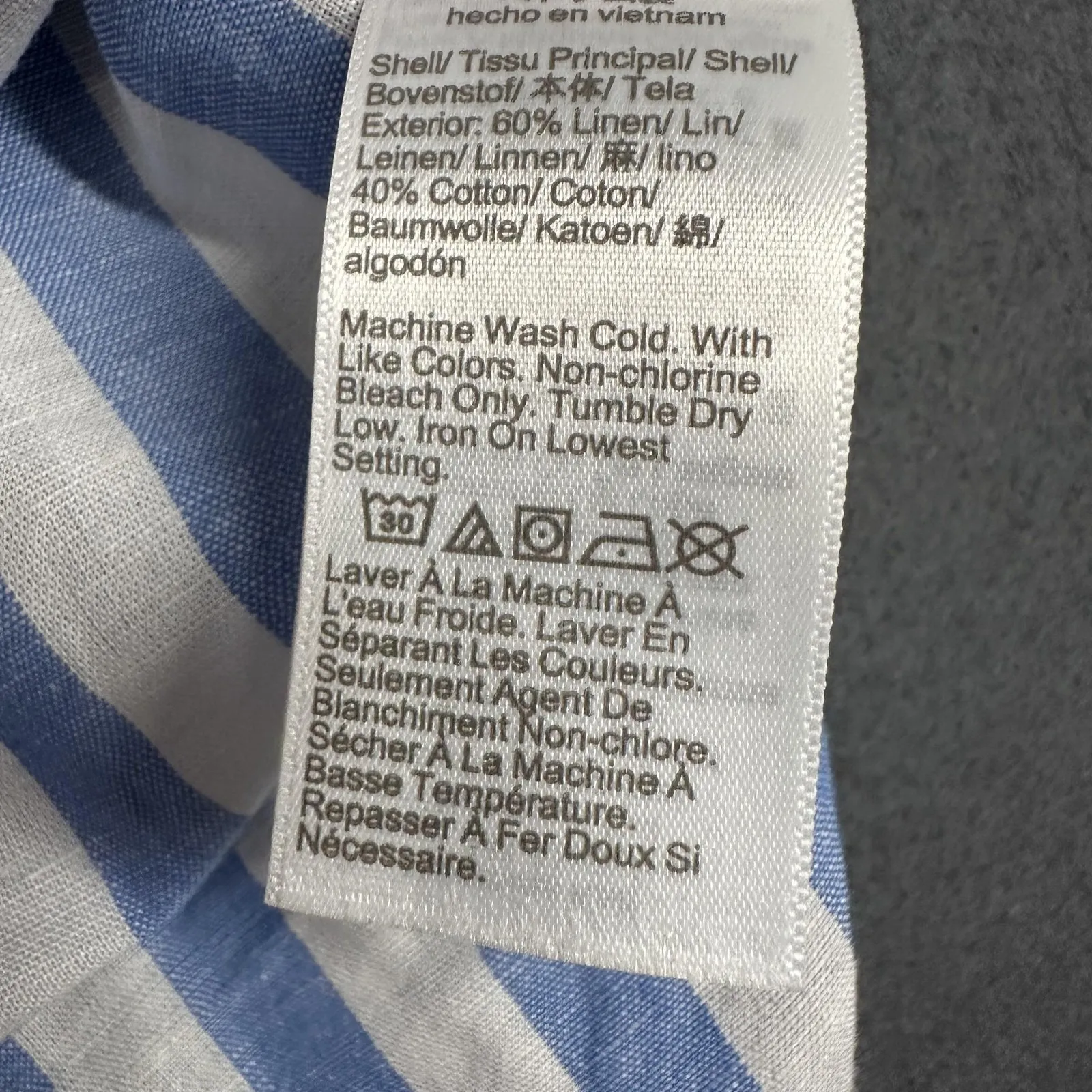 J Crew Blouse Womens Medium Blue White Striped Linen Cotton Sleeveless Tunic - Image 7