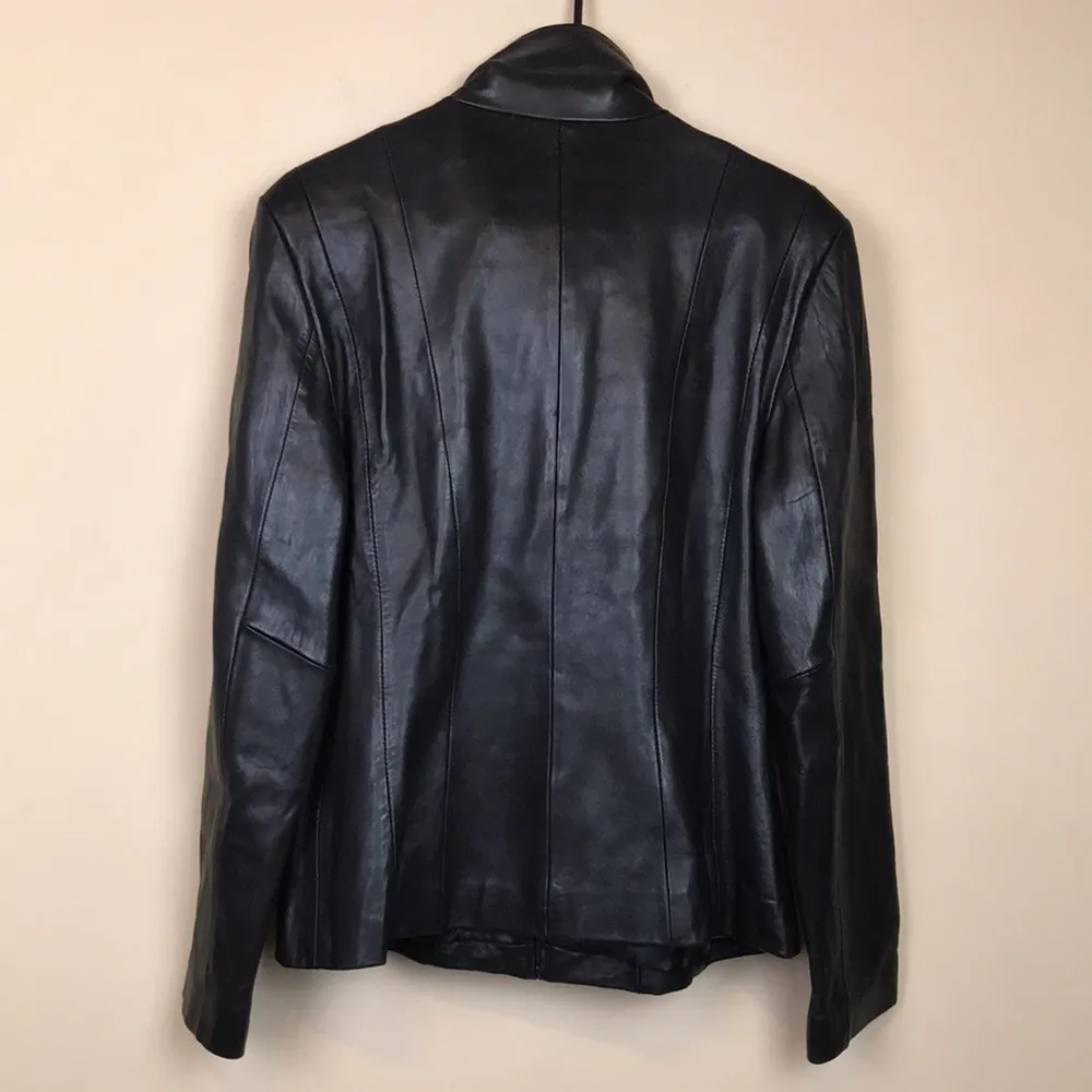 Avanti New York Women’s Genuine Soft Leather Black Zip-Up Jacket - Image 9