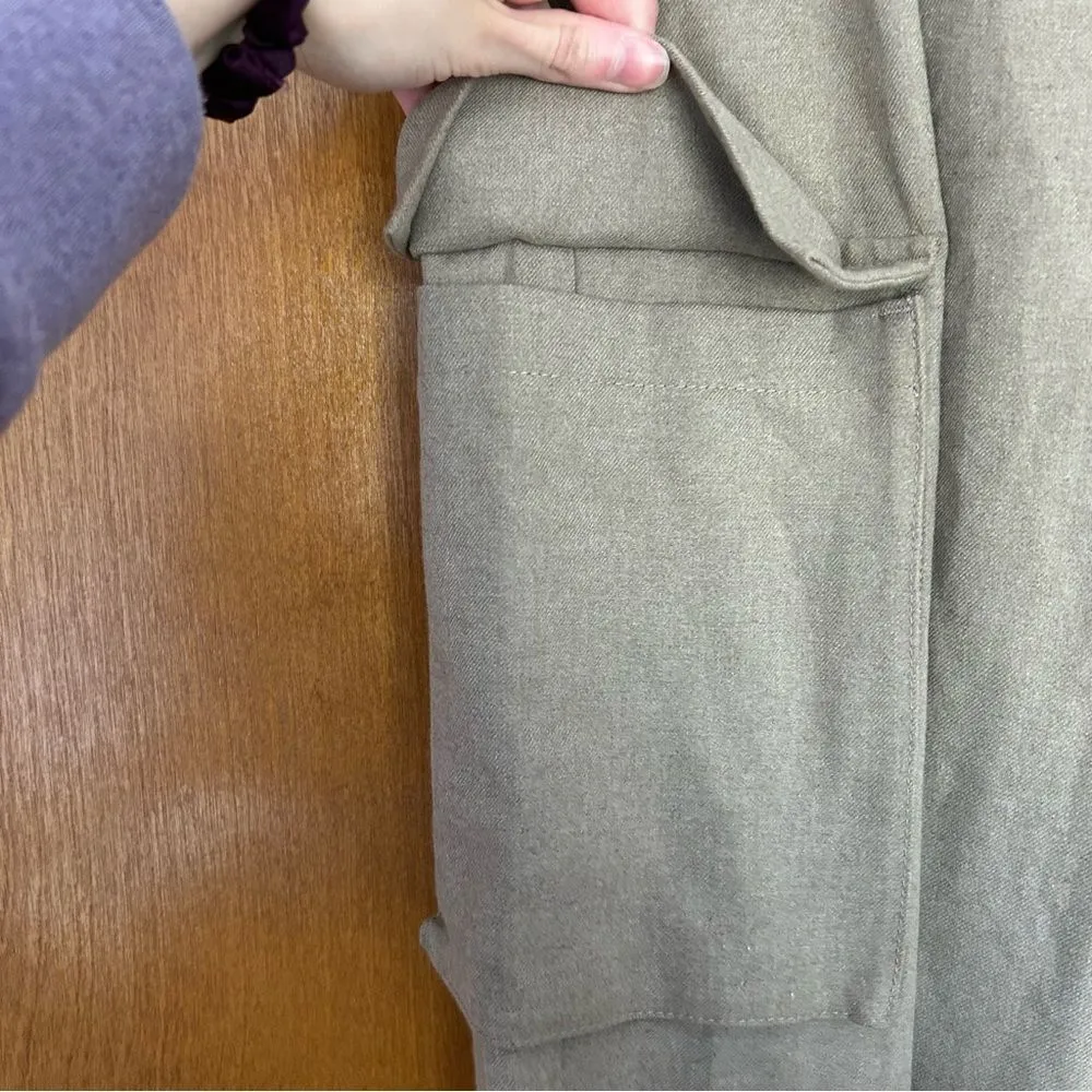 Abercrombie & Fitch Brushed Suiting Tailored Cargo Wide Leg Pants Size 28 6 - Image 3