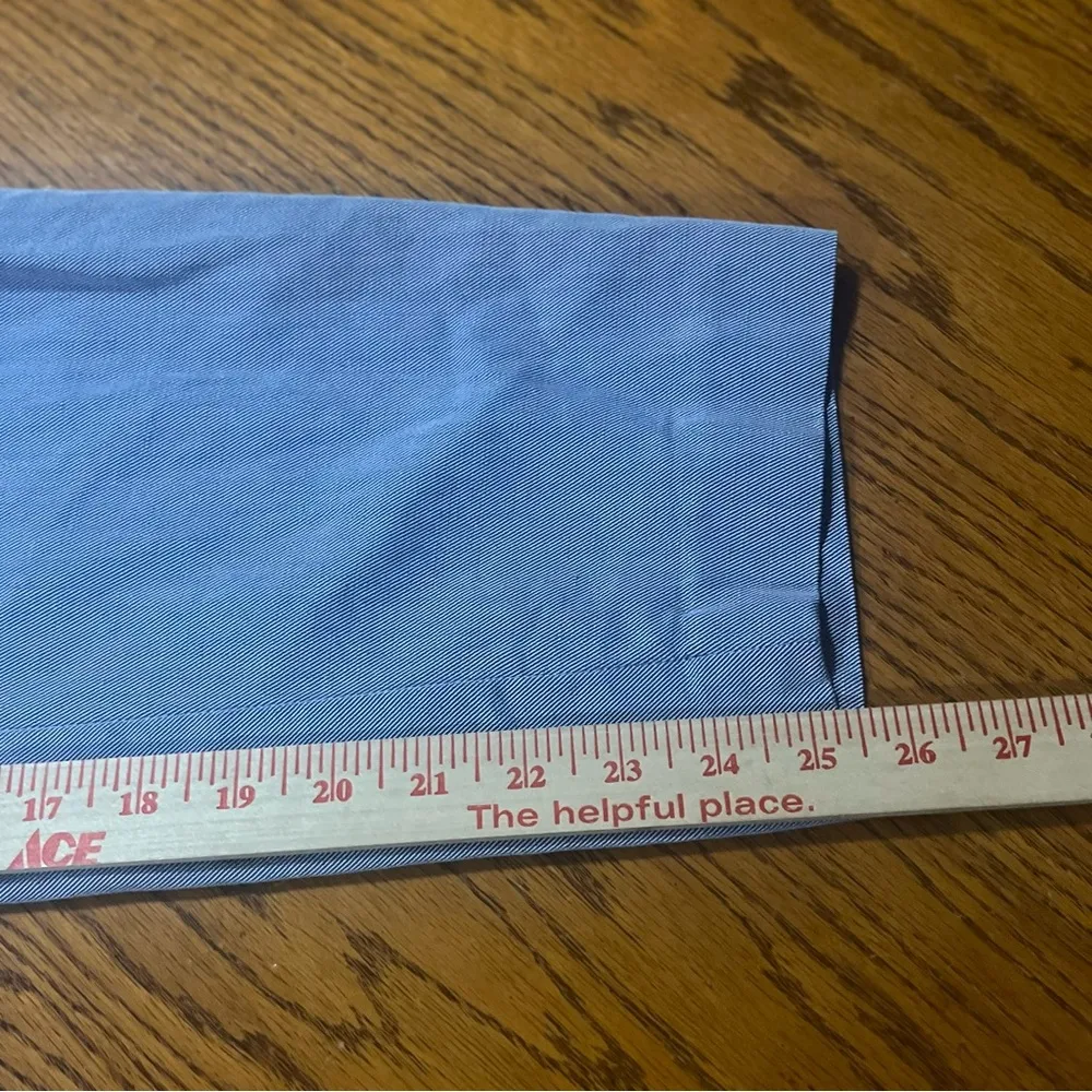 Talbots Slim Leg Ankle Trousers Linen Blend Blue Waist Tie Flat Front Sz 10 - Image 4