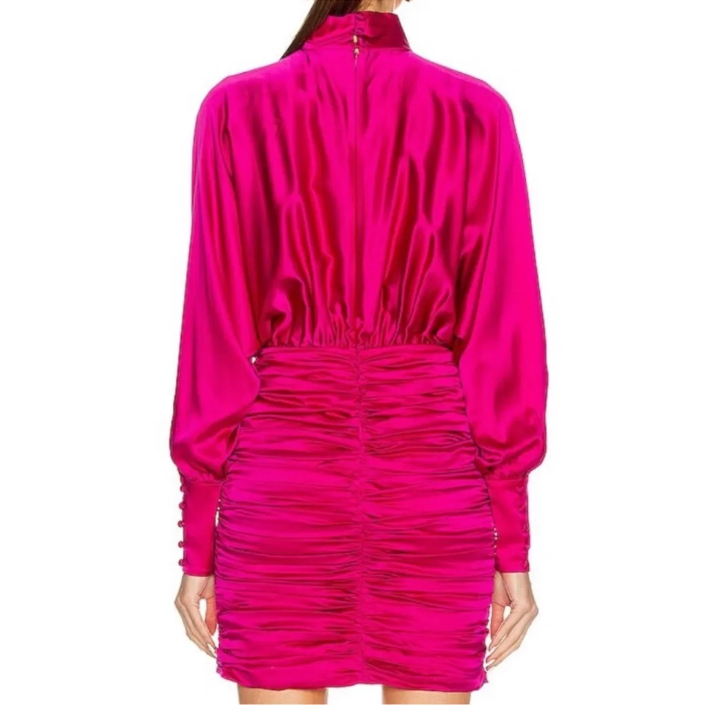 RETROFETE Silk Barbara Mini Dress in Orchid Pink size XS NEW $695 - Image 5