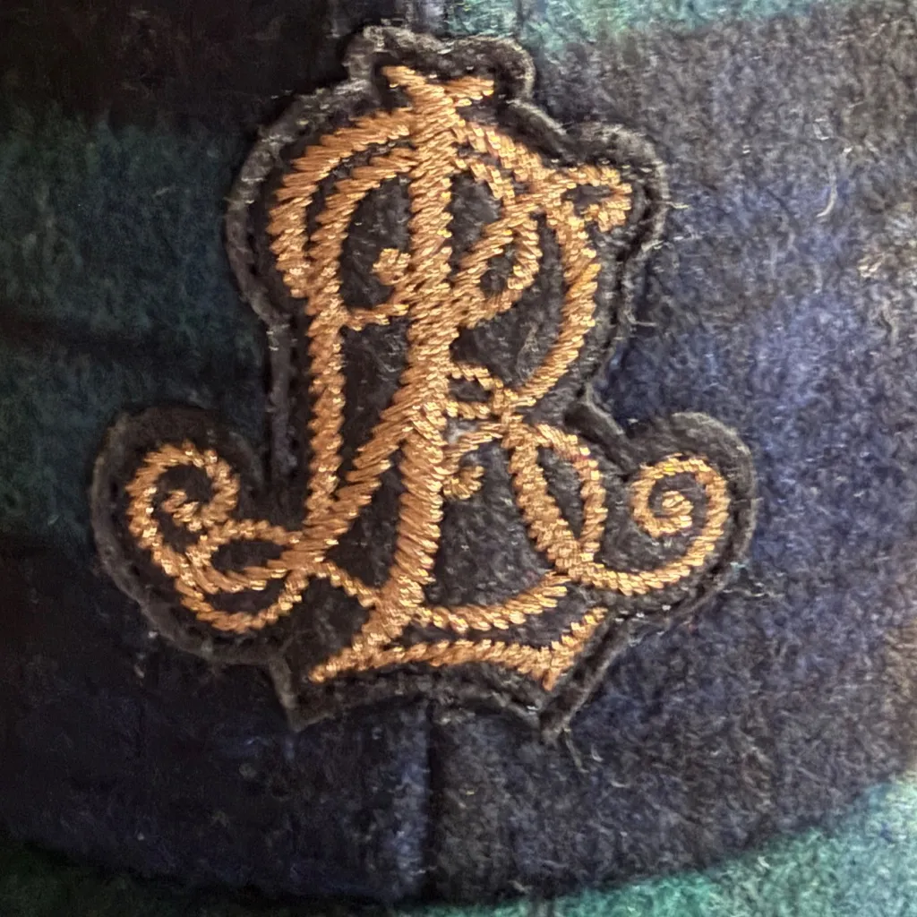 Lauren Ralph Lauren Green Tartan Plaid Wool Baseball Cap Gold Script Logo Preppy - Image 4