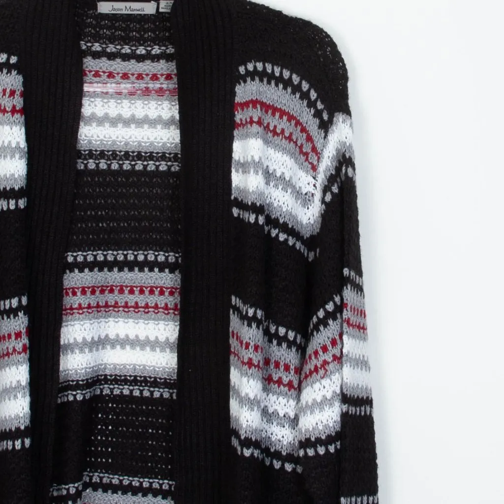 Jason Maxwell Womens Striped Open Front Long Cardigan Size 2X Cozy Boho - Image 2