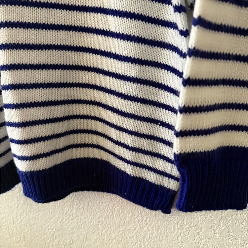 A’Milano Navy and White Striped Turtleneck Sweater size Large pockets Blue - Image 12