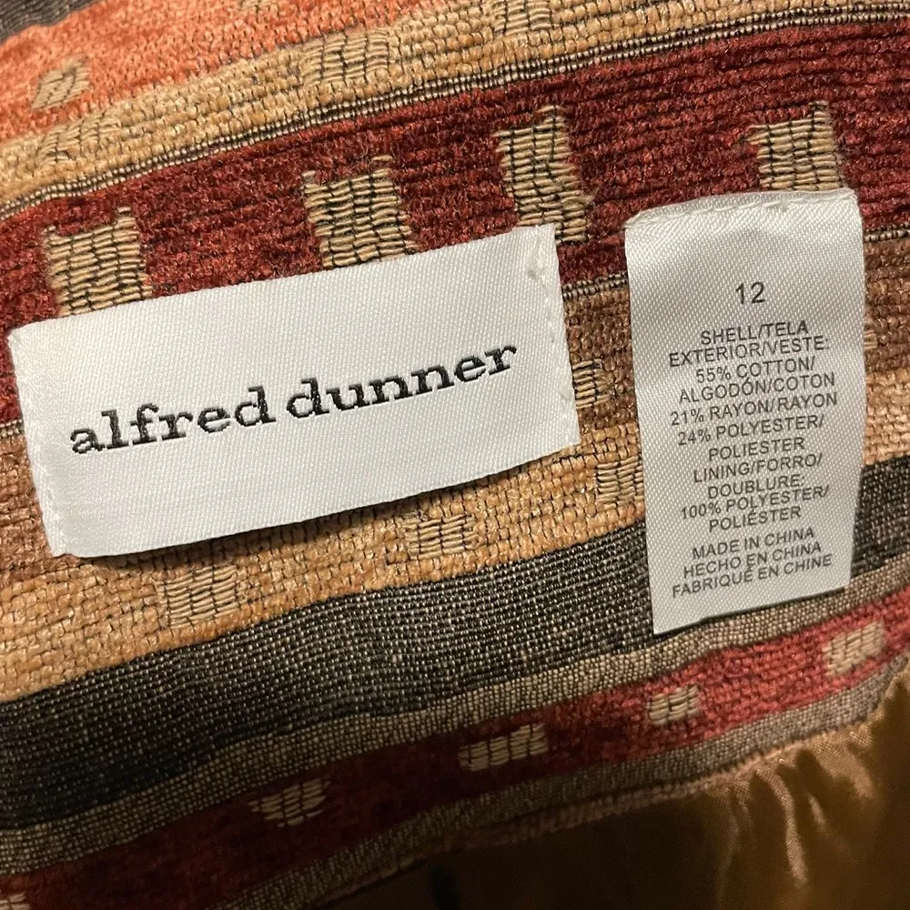 Alfred Dunner Hippie Earthy Eclectic Striped Tapestry Beaded Open Face Coat - Image 6
