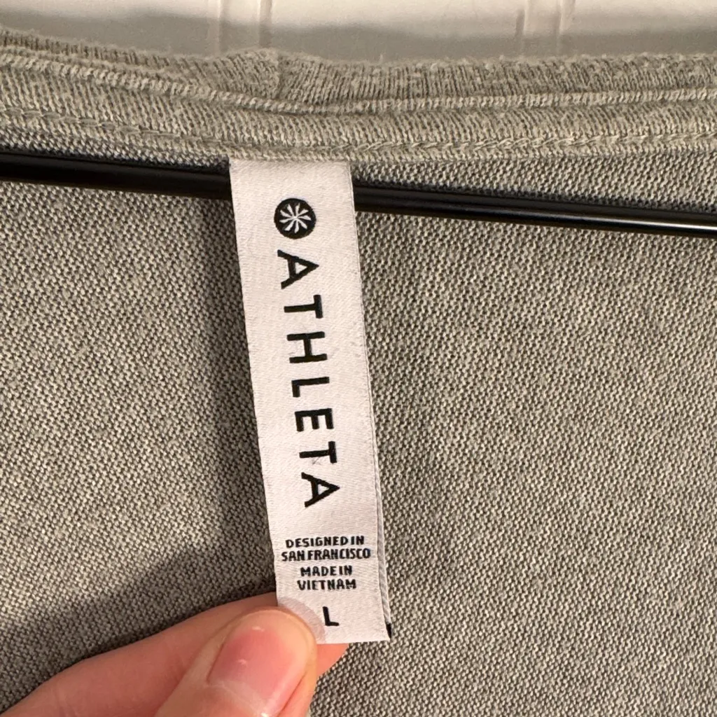 Athleta Light Green Hooded Long Sleeve Midi Cardigan Side Slit Thumb Hole Large - Image 5