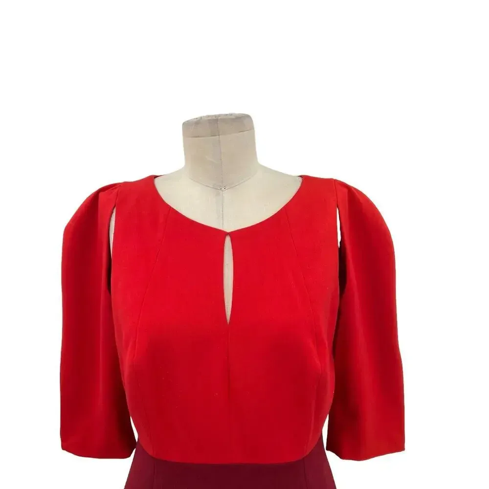 Black Halo Colorblock Anthony Eddie Sheath Dress Red‎ Burgundy Size 10 - Image 3