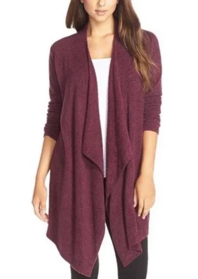 Barefoot Dreams CozyChic Lite Island Wrap Cardigan in Burgundy - Image 1