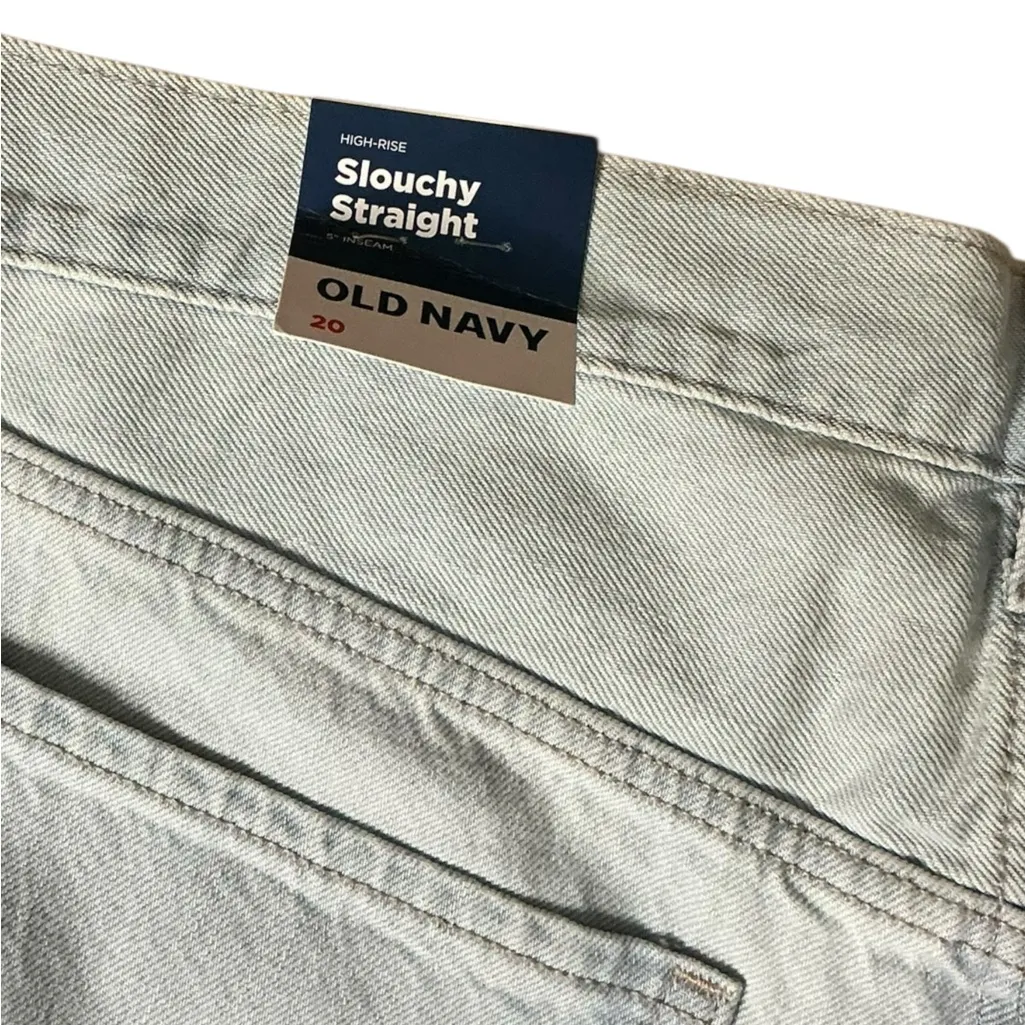 Old Navy Gray Jean Shorts High-Rise Cut-Off slouchy straight - Image 4