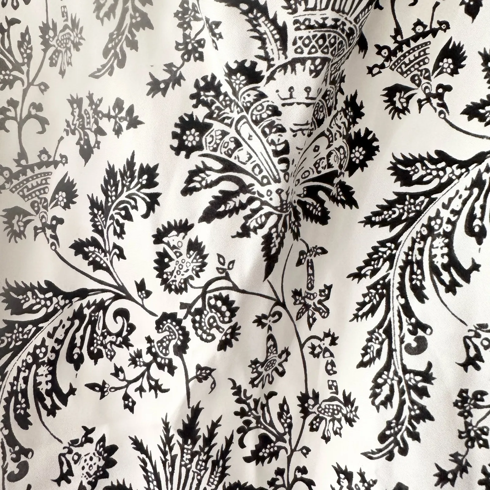 Fiori di Zucca White Black French Countryside Floral Print Silk Midi Drape Dress Size 8 - Image 6