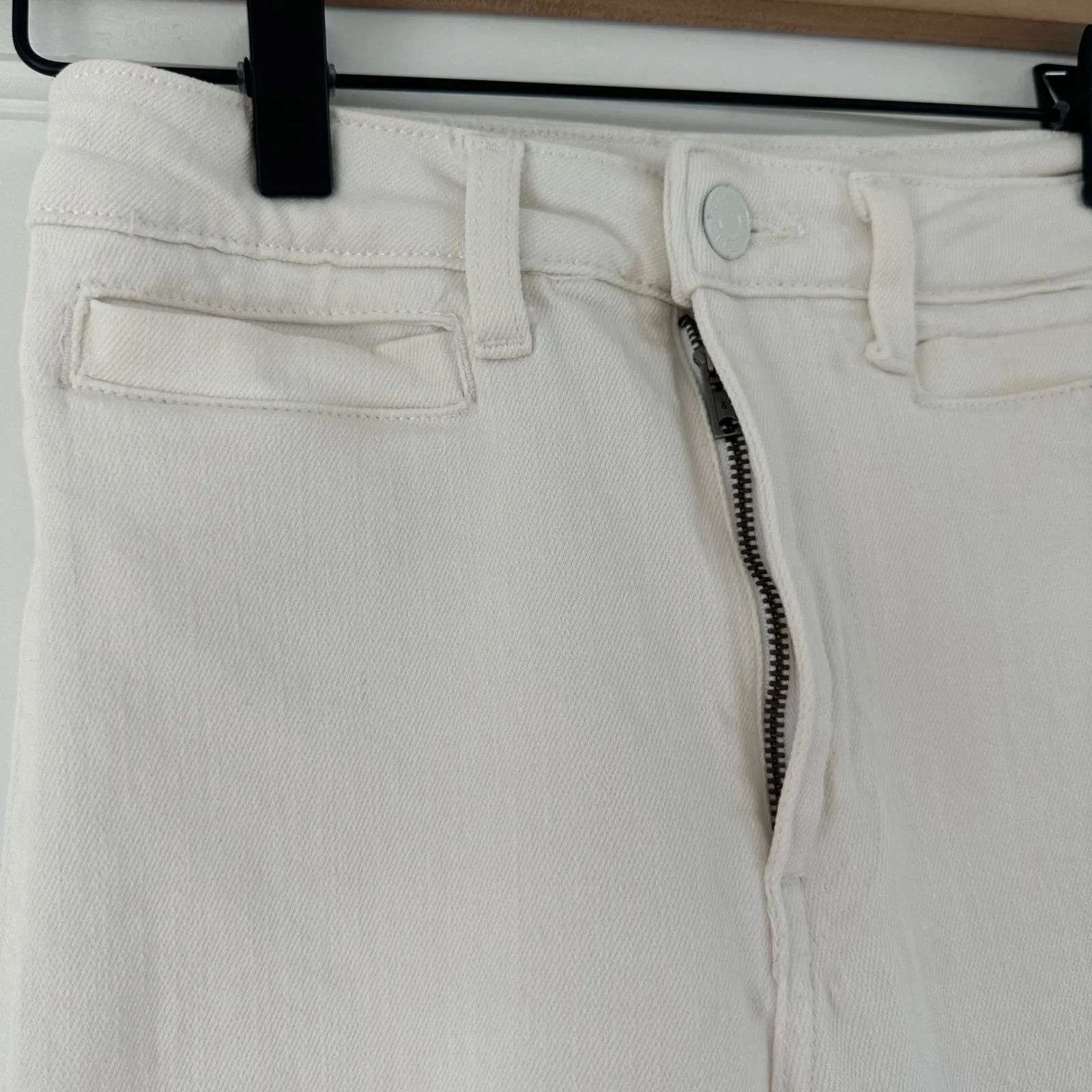 H&M White‎ Jupe Culotte Wide Leg Cropped Jeans High Waist Raw Hem Size 2 - Image 7