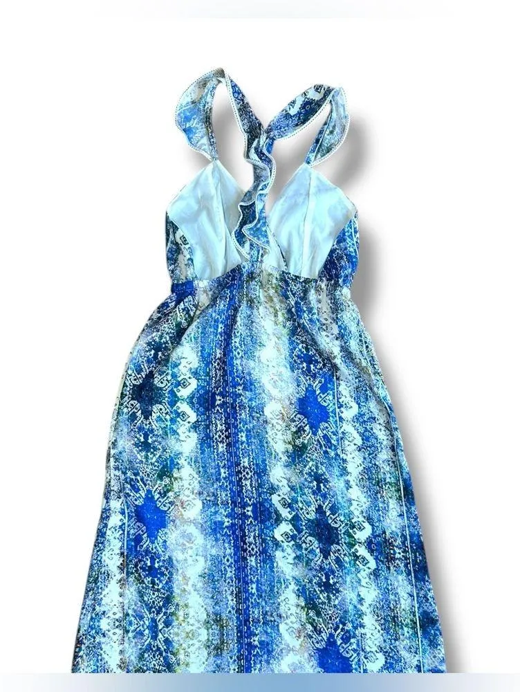 Revolve Tularosa Willa open back criss cross ruffle watercolor midi dress Size S - Image 6