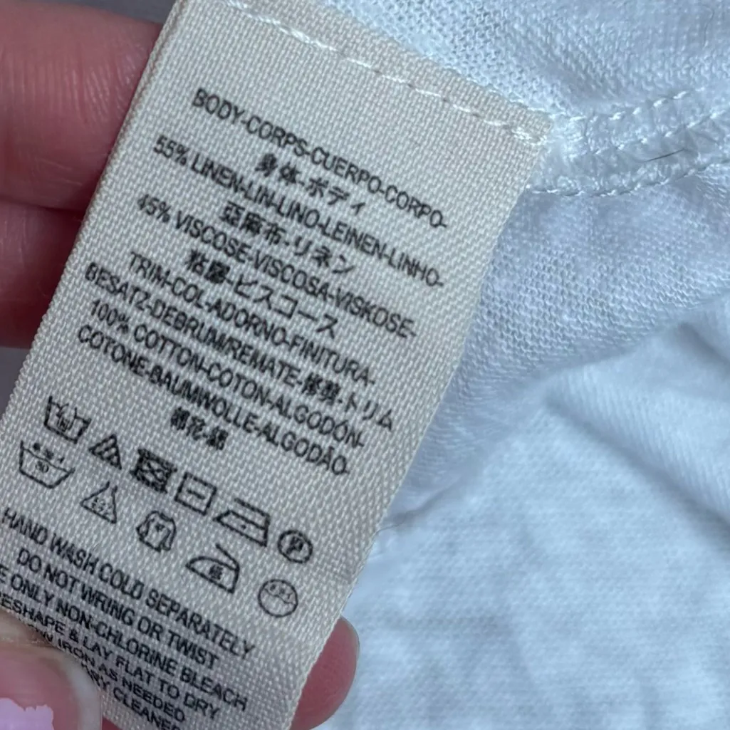 Free People size XS Linen Blend Flowy oversized white top shirt tunic boho beach - Image 6