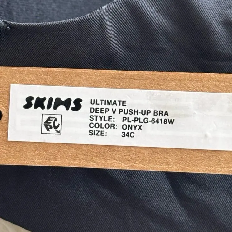 SKIMS  Ultimate Deep V Push Up Bra Onyx Size 34C - Image 7