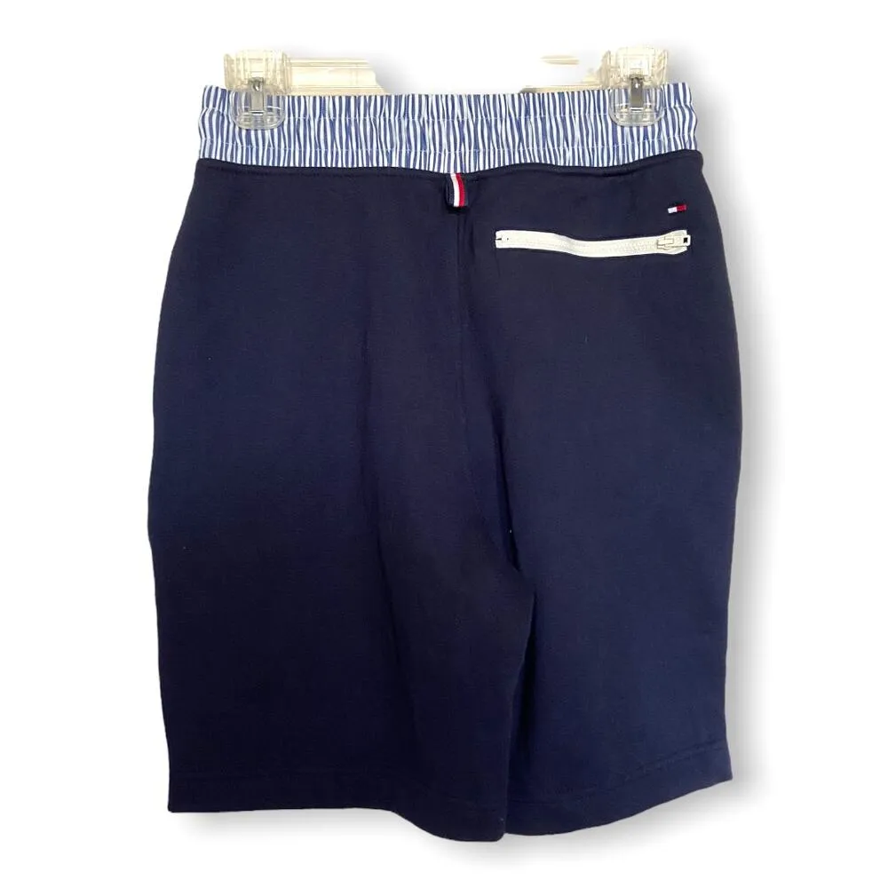Tommy Hilfiger Womens Shorts Sz XS Navy Sweatshorts Striped Waistband Drawstring - Image 2