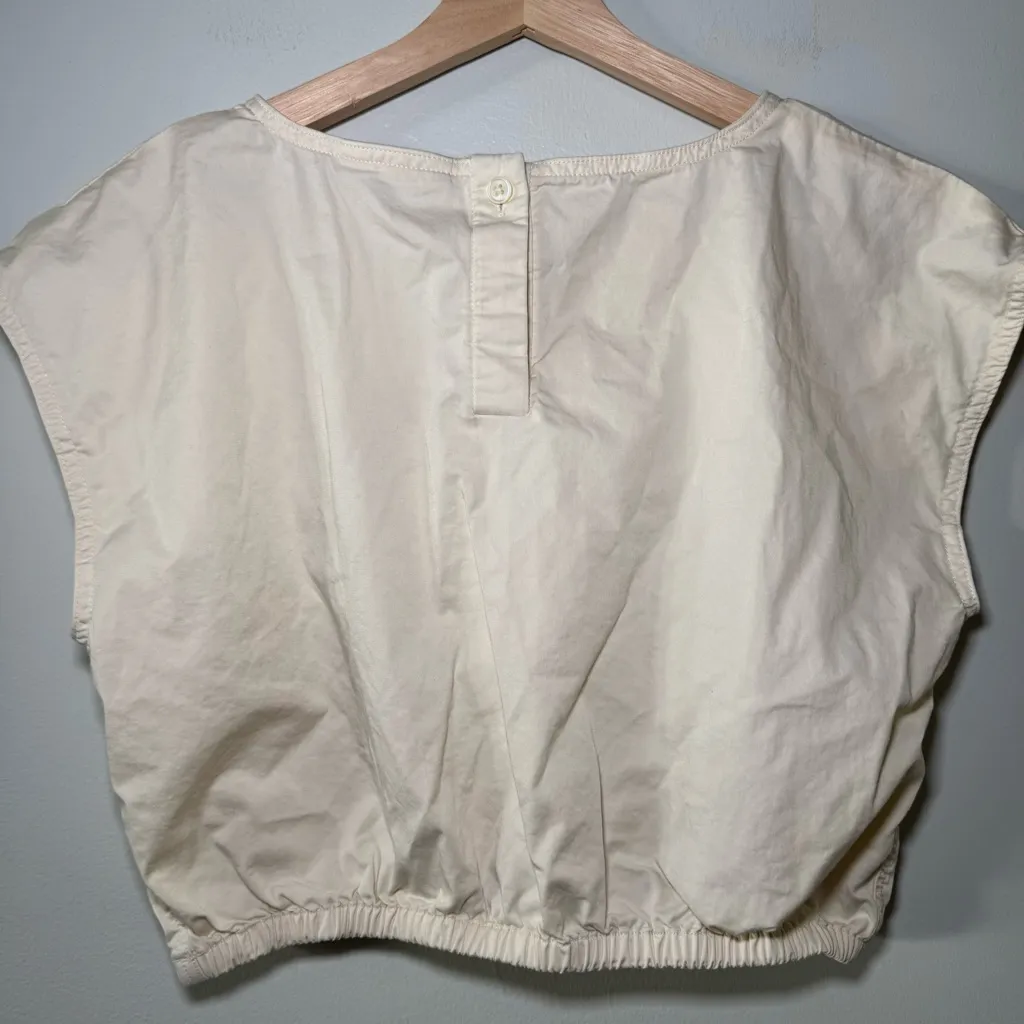 Everlane Bubble Canvas Crewneck Synch Elastic Waist Blouse Shirt Tank M - Image 4