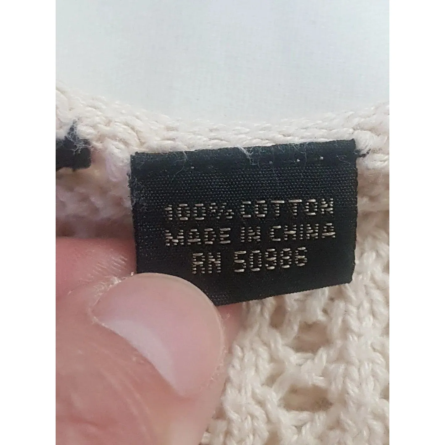 Jeanne Pierre Womens Sweater Sz Medium Ivory Cream Open Knit Slit Long Sleeve - Image 10