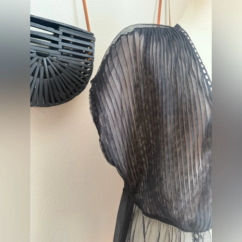 Vintage Seductivewear by Cinema Etoile Black Ruffle Sheer Robe, XL Pink - Image 3