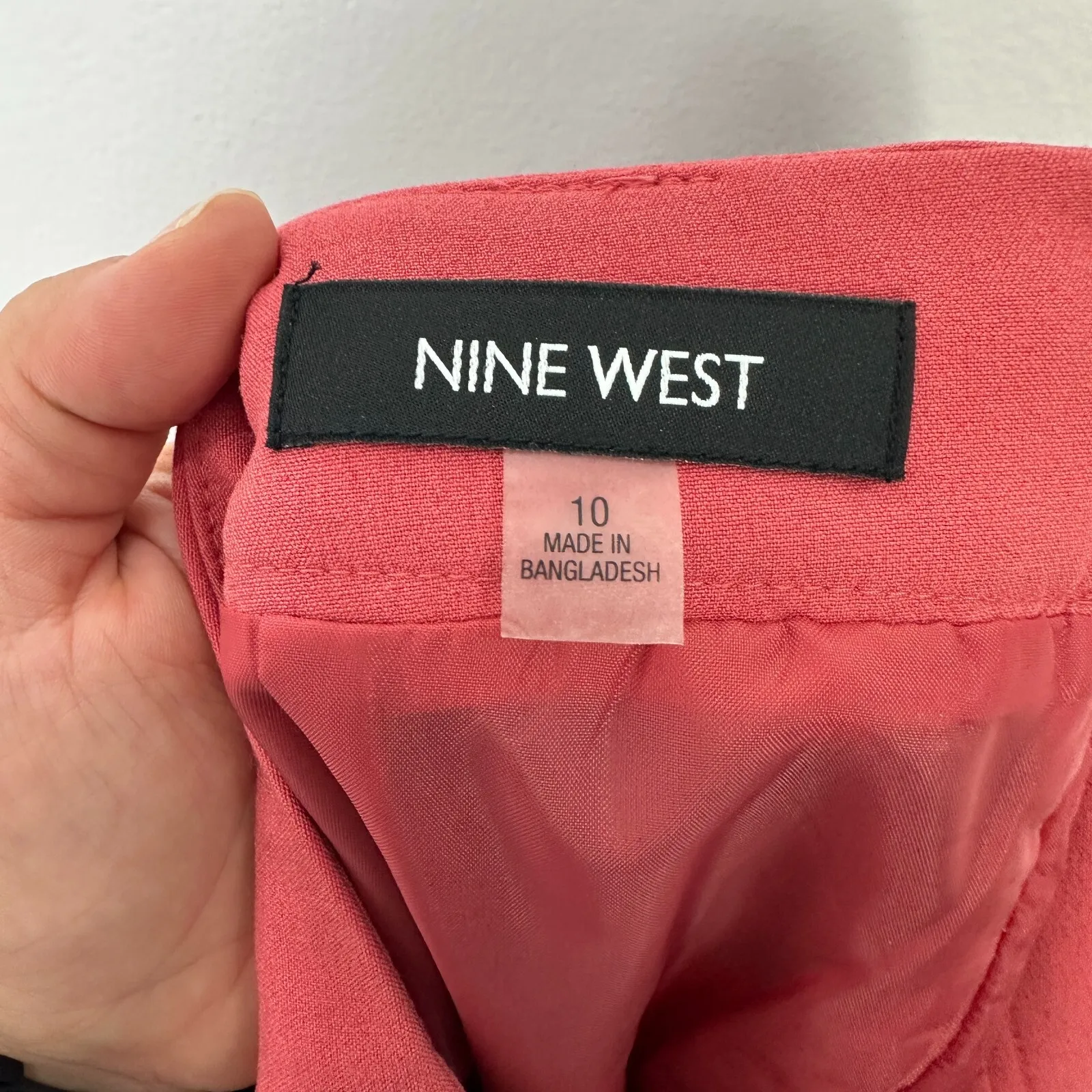 Nine West Skirt 10 Red Black Mod Geometric Colorblock‎ Pencil Office Art Retro - Image 5