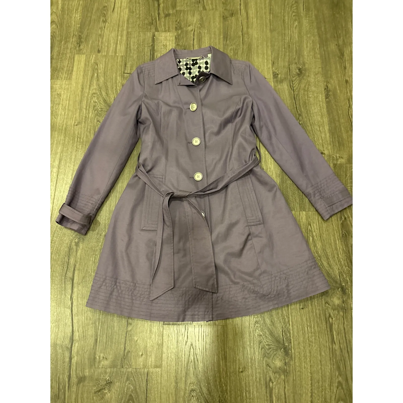 Apt 9 Womens Lavender Double Breasted Belted Trench Coat Size Medium - Image 4