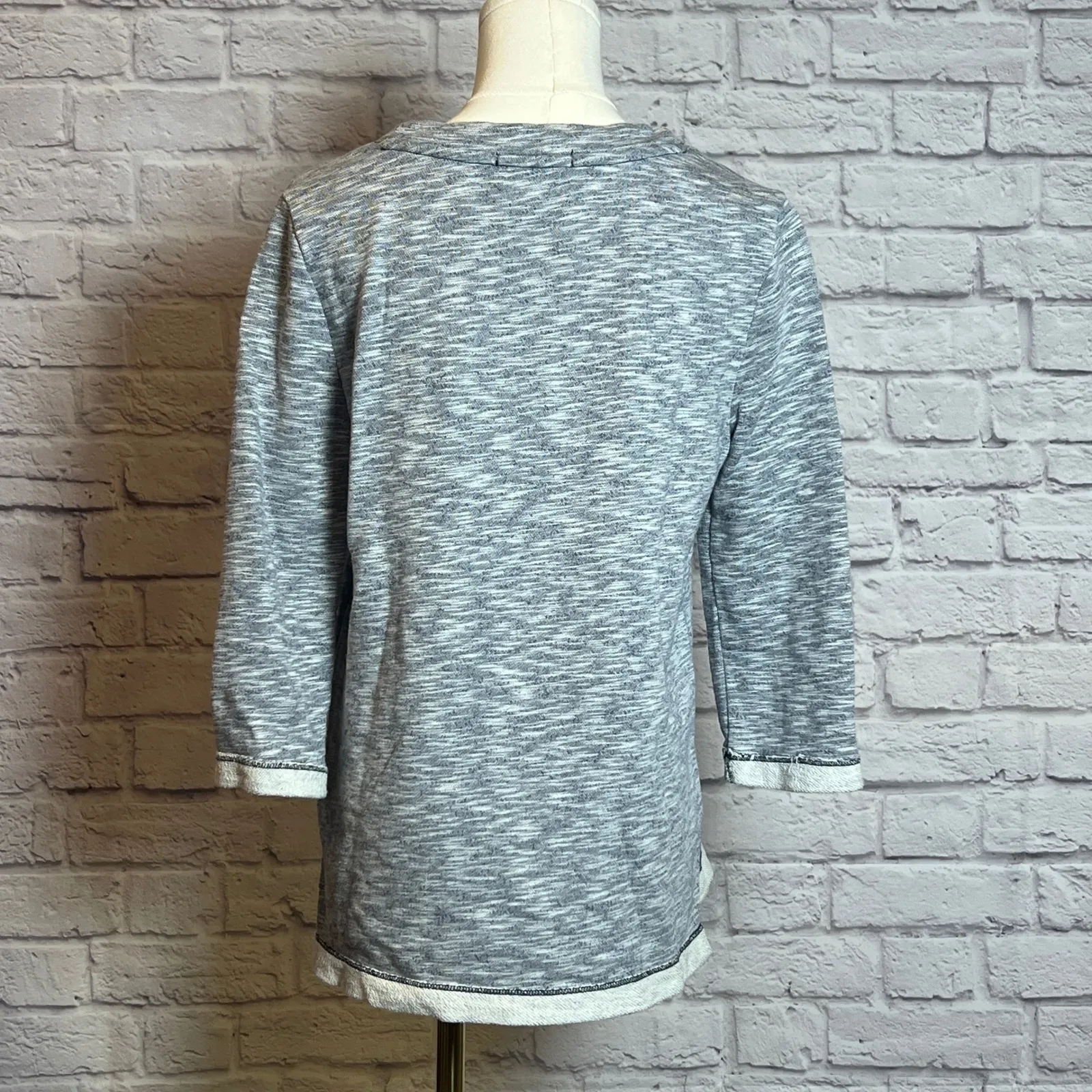 Gap True Indigo Blue Marled French Terry Pullover Sweatshirt Medium - Image 3