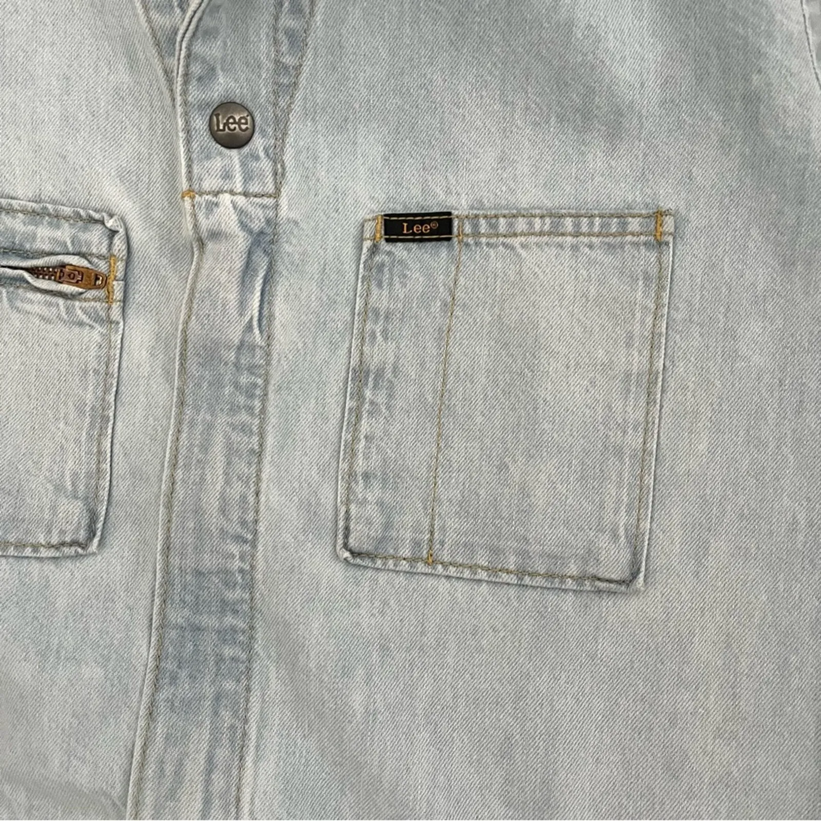 Lee X Free people Utility Coveralls barely blue Denim chore Jumpsuit Size Small - Image 7