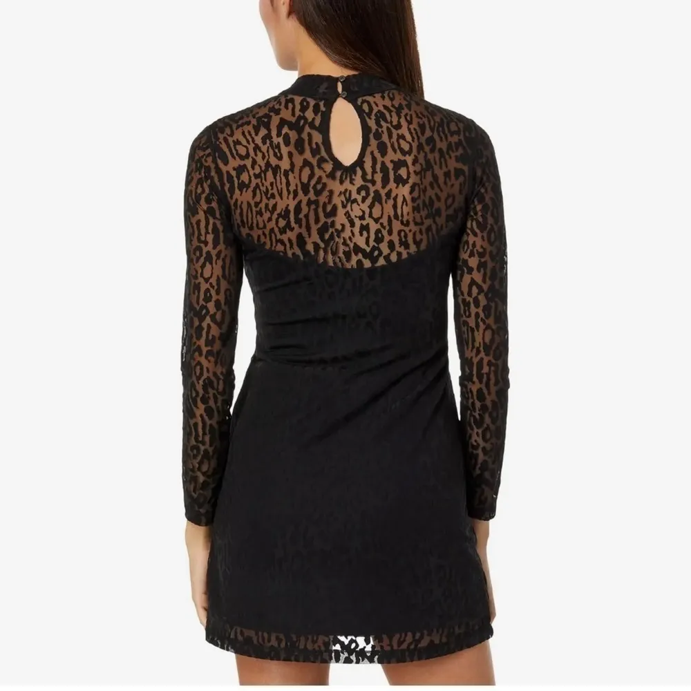 AllSaints Hanna Antia Mini black leopard long sleeves high neck Dress sz 0 - Image 4
