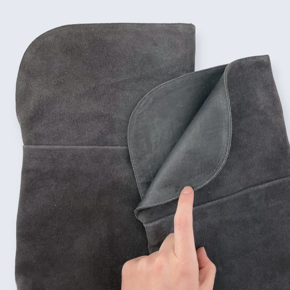 Joie Bentlee Dark Gray Suede Over The Knee Zip 4.25" Thick Heeled Boots 37 7 - Image 9