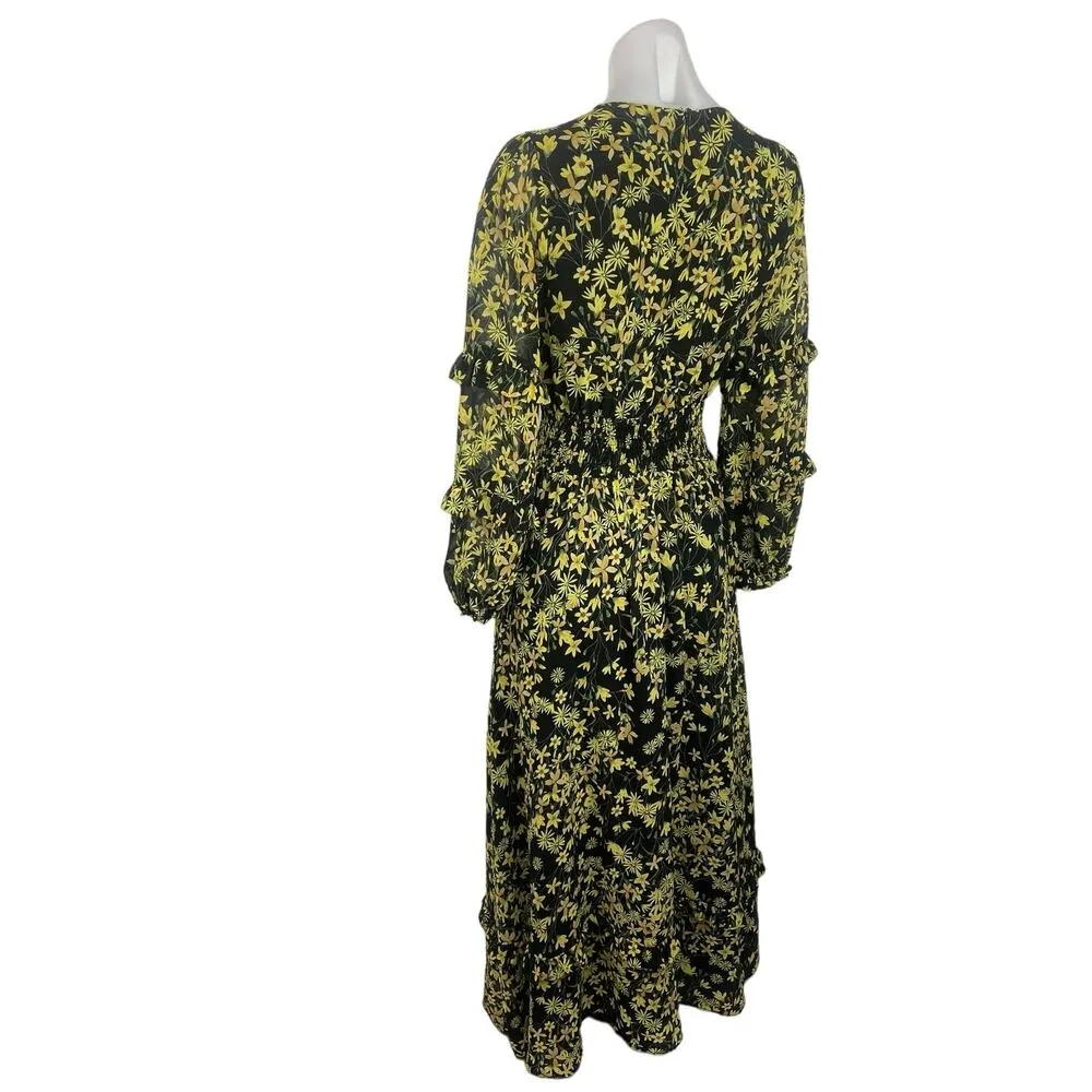Lost + Wander Marianna Yellow Floral Ruffle Long Sleeve Prairie Maxi Dress Sz XS - Image 5