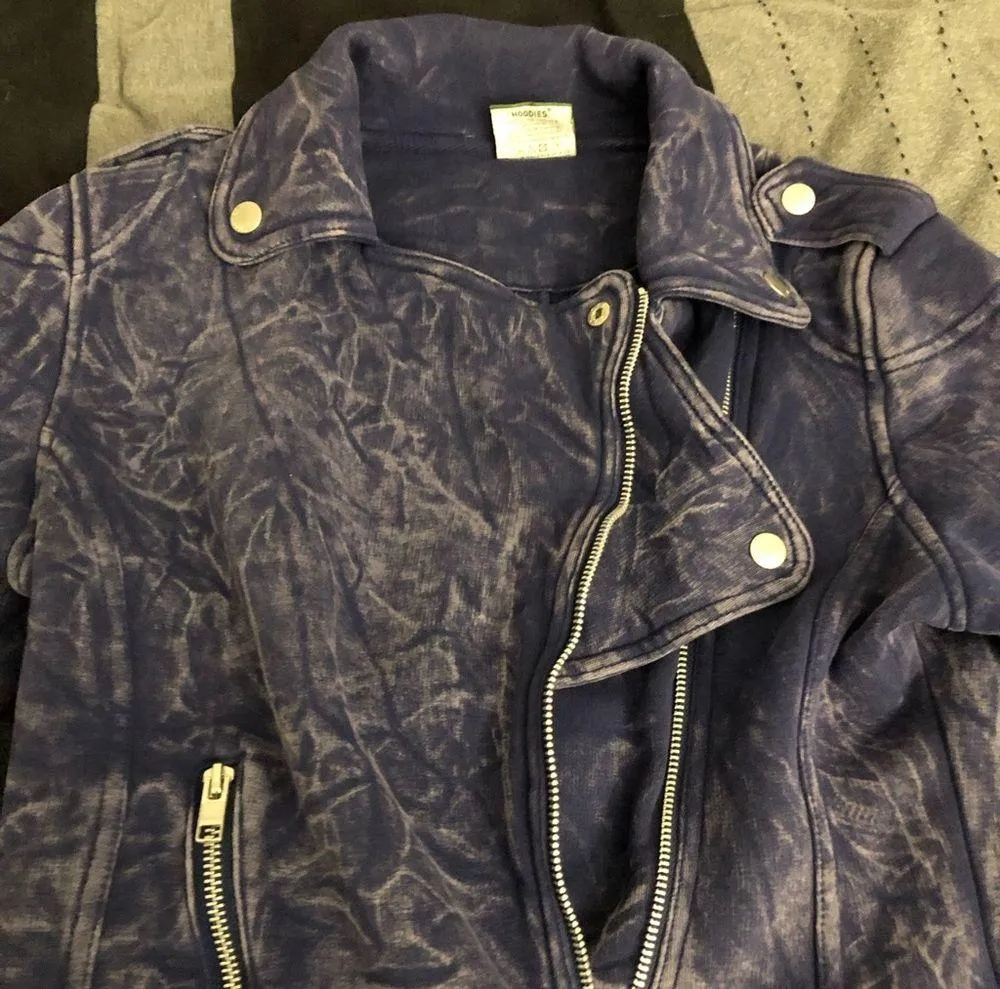 Hoodies blue moto utility unisex biker Gorpcore substantial zipper jacket size S - Image 7