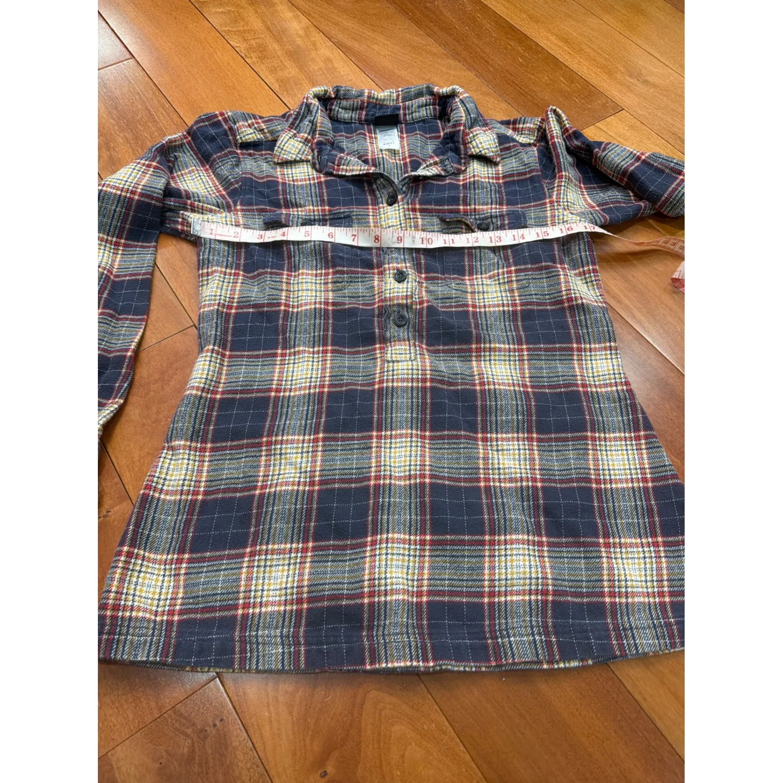 Patagonia Womens Organic Cotton Plaid Flannel Tunic Shirt Blue Red Yellow 4 - Image 4